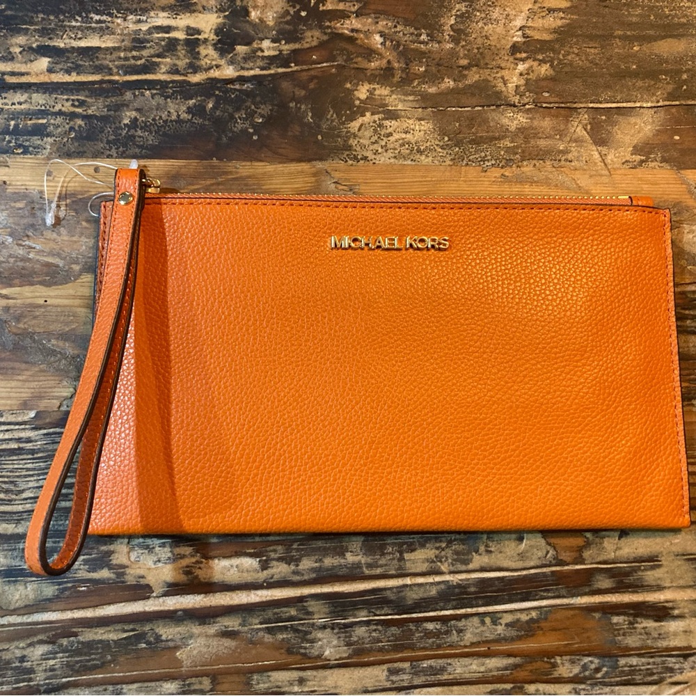 Michael Kors Vibrant Orange Clutch NWT